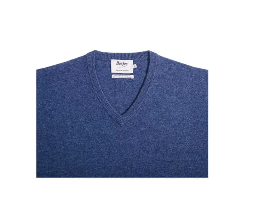Store Jersey de lana para hombre con cuello de pico Azul oscuro moteado Elian Jerséis De Cuello Pico | Jerséis De Punto