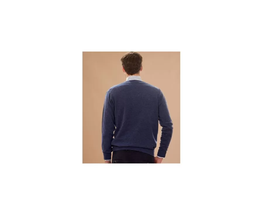 Store Jersey de lana para hombre con cuello de pico Azul oscuro moteado Elian Jerséis De Cuello Pico | Jerséis De Punto