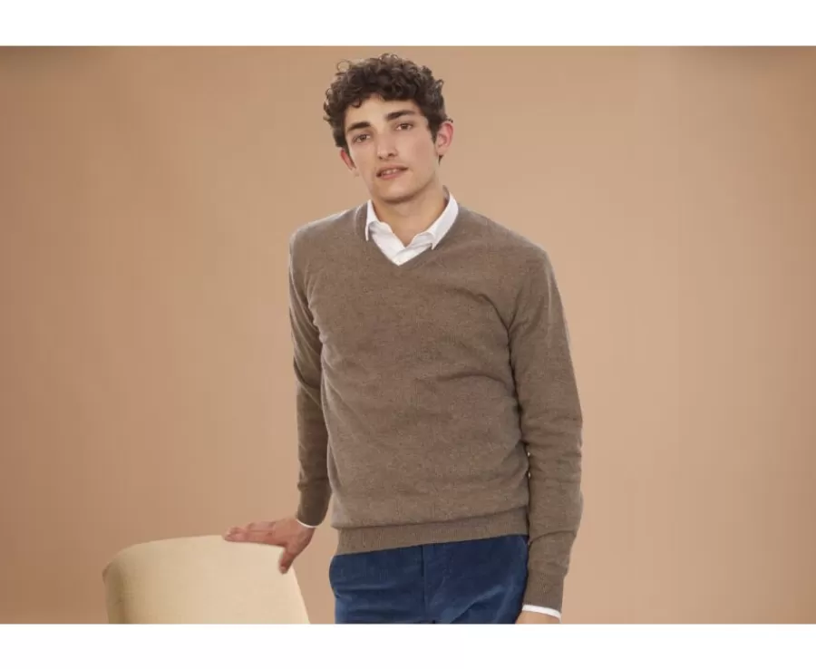Cheap Jersey de lana para hombre con cuello de pico Topo Gris moteado Elian Jerséis De Cuello Pico | Jerséis De Punto