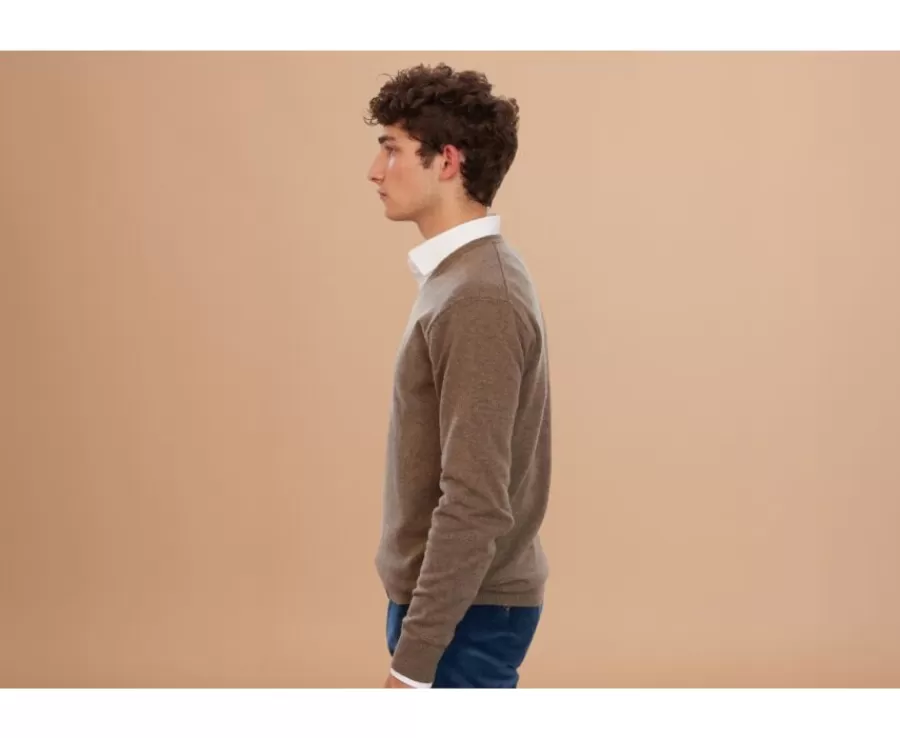 Cheap Jersey de lana para hombre con cuello de pico Topo Gris moteado Elian Jerséis De Cuello Pico | Jerséis De Punto
