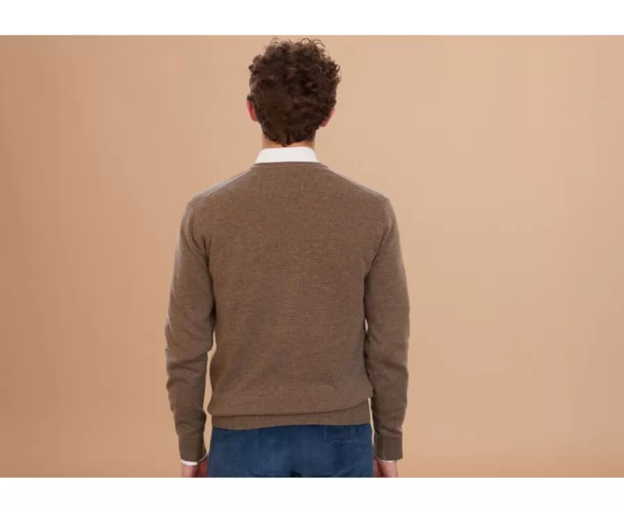 Cheap Jersey de lana para hombre con cuello de pico Topo Gris moteado Elian Jerséis De Cuello Pico | Jerséis De Punto