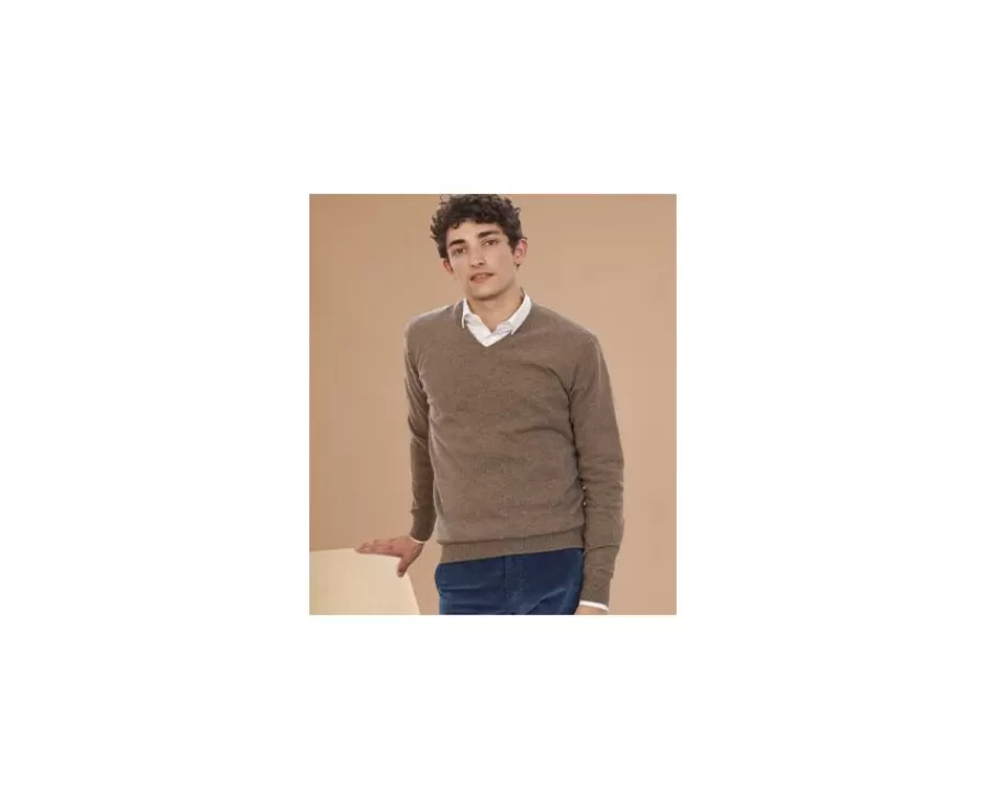 Cheap Jersey de lana para hombre con cuello de pico Topo Gris moteado Elian Jerséis De Cuello Pico | Jerséis De Punto
