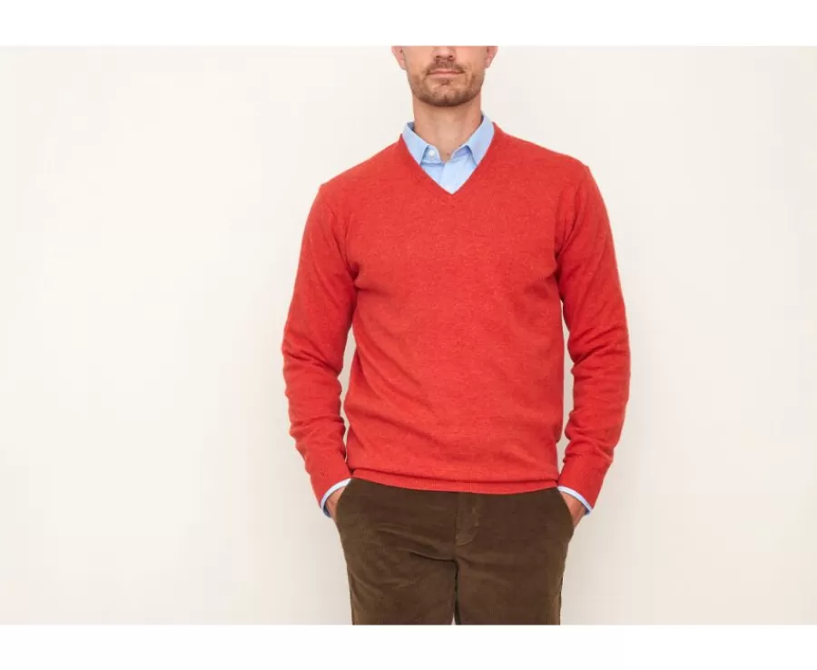 Hot Jersey de lana para hombre con cuello en V Fuego moteado Elian Jerséis De Punto | Jerséis De Cuello Pico