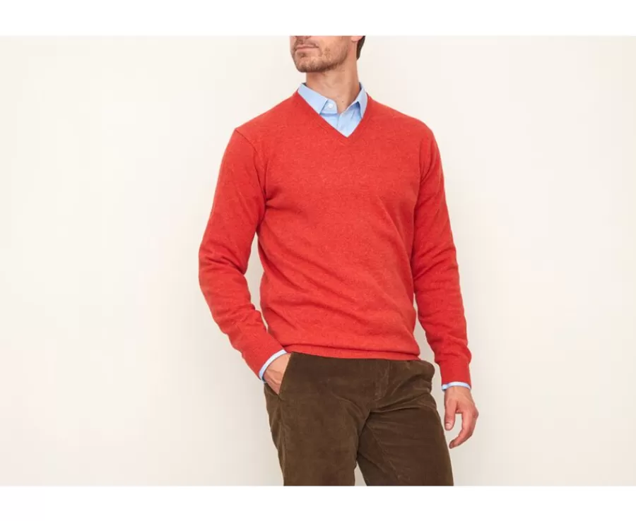 Hot Jersey de lana para hombre con cuello en V Fuego moteado Elian Jerséis De Punto | Jerséis De Cuello Pico