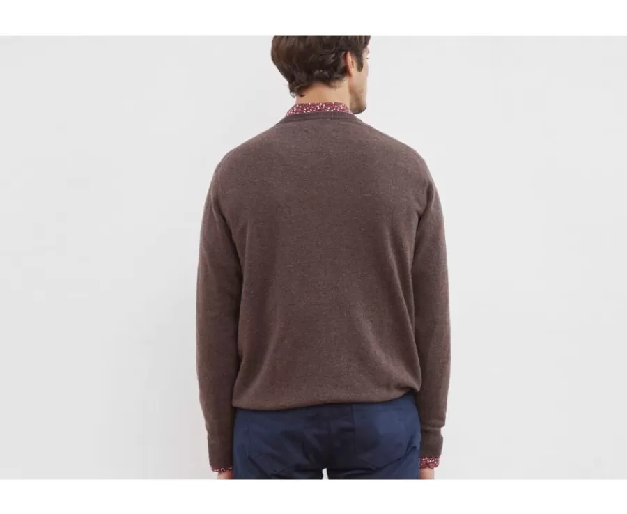 New Jersey de lana para hombre con cuello en V Marrón Elian Jerséis De Punto | Jerséis De Cuello Pico