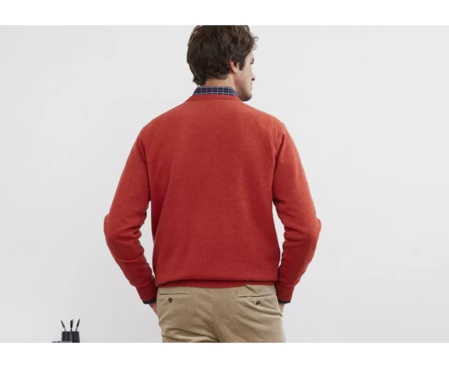 Fashion Jersey de lana para hombre con cuello en V Rojo ámbar Elian Jerséis De Punto | Jerséis De Cuello Pico