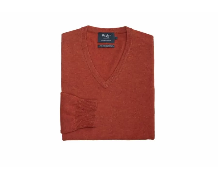 Fashion Jersey de lana para hombre con cuello en V Rojo ámbar Elian Jerséis De Punto | Jerséis De Cuello Pico