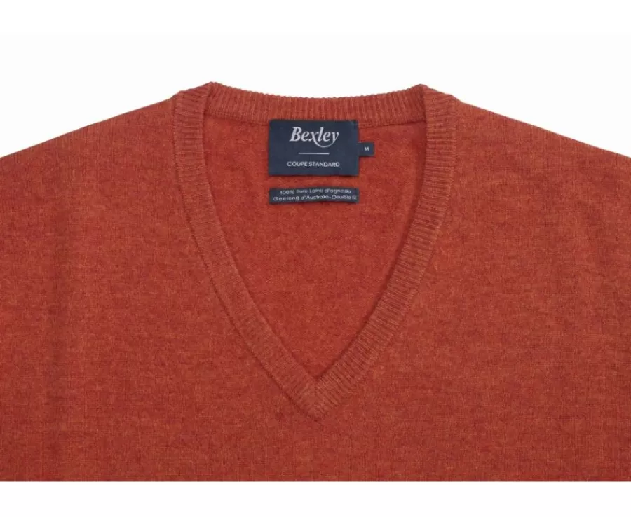 Fashion Jersey de lana para hombre con cuello en V Rojo ámbar Elian Jerséis De Punto | Jerséis De Cuello Pico