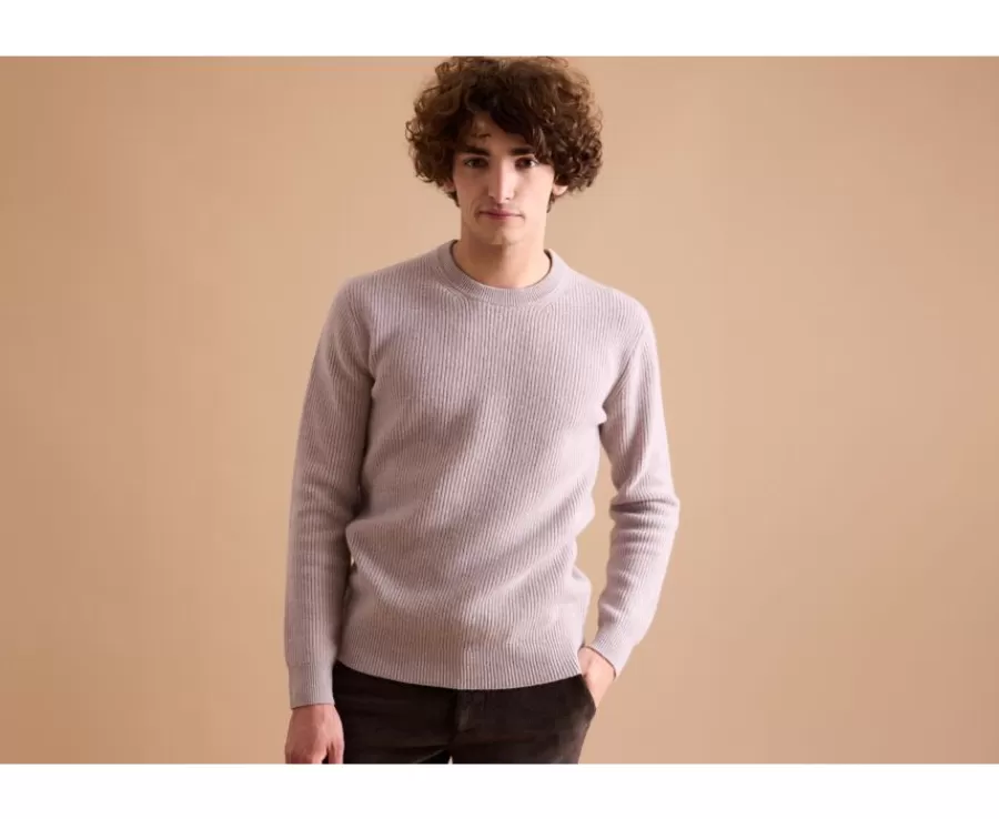 Online Jersey de lana para hombre cuello redondo Gris moteado claro Coltan Jerséis Cuello Redondo | Jerséis De Punto