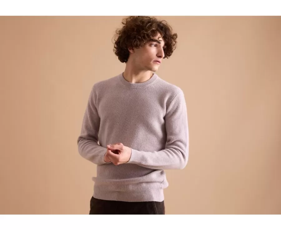 Online Jersey de lana para hombre cuello redondo Gris moteado claro Coltan Jerséis Cuello Redondo | Jerséis De Punto