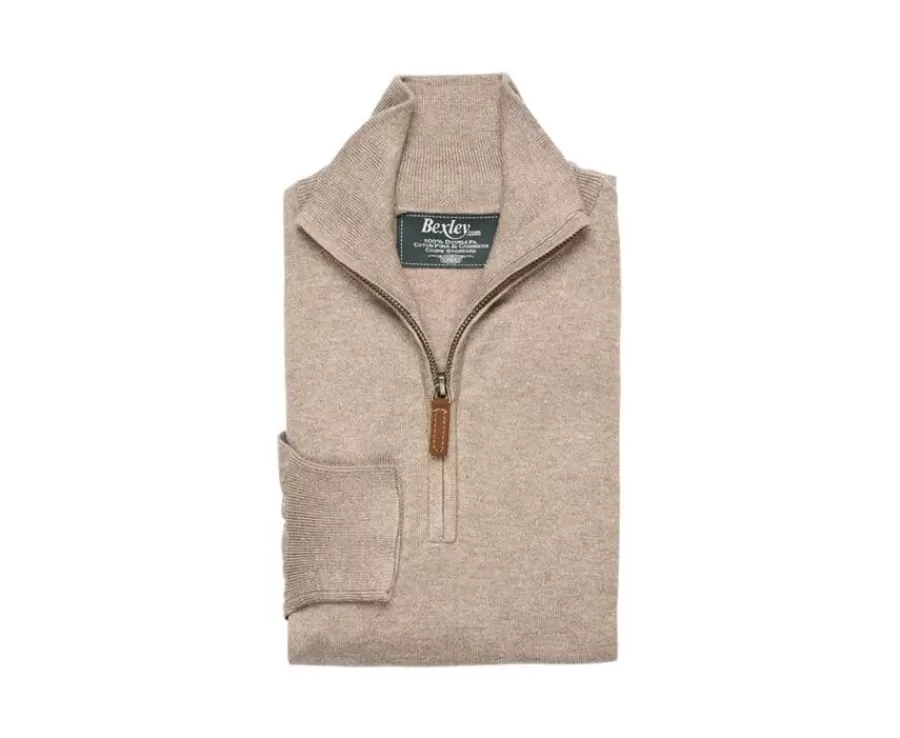 Hot Jersey fino algodón Pima/cachemira para hombre con cuello con cremallera Topo moteado Vlad Jerséis De Cuello Cremallera | Jerséis Algodón Bio/cachemira