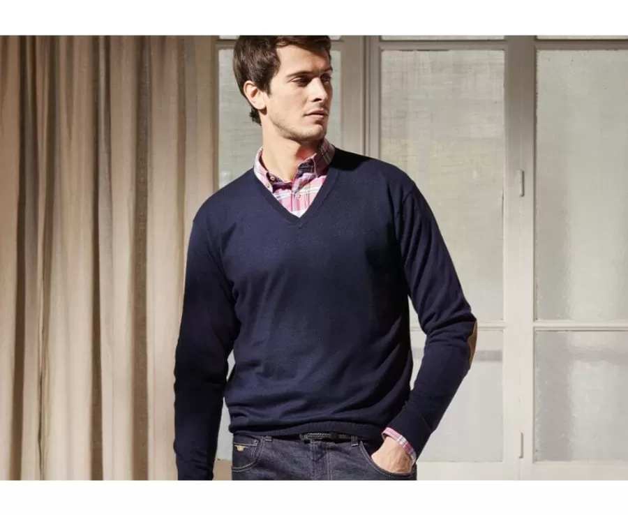 Store Jersey fino con cuello V algodón pima/cachemira para hombre Azul marino Vadim Jerséis De Cuello Pico | Jerséis Algodón Bio/cachemira