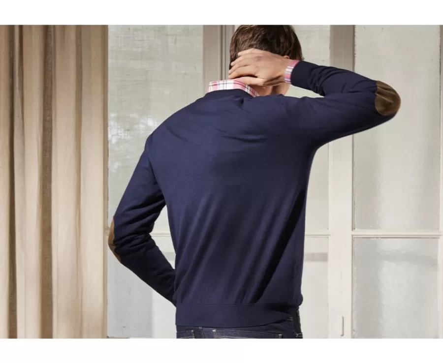 Store Jersey fino con cuello V algodón pima/cachemira para hombre Azul marino Vadim Jerséis De Cuello Pico | Jerséis Algodón Bio/cachemira
