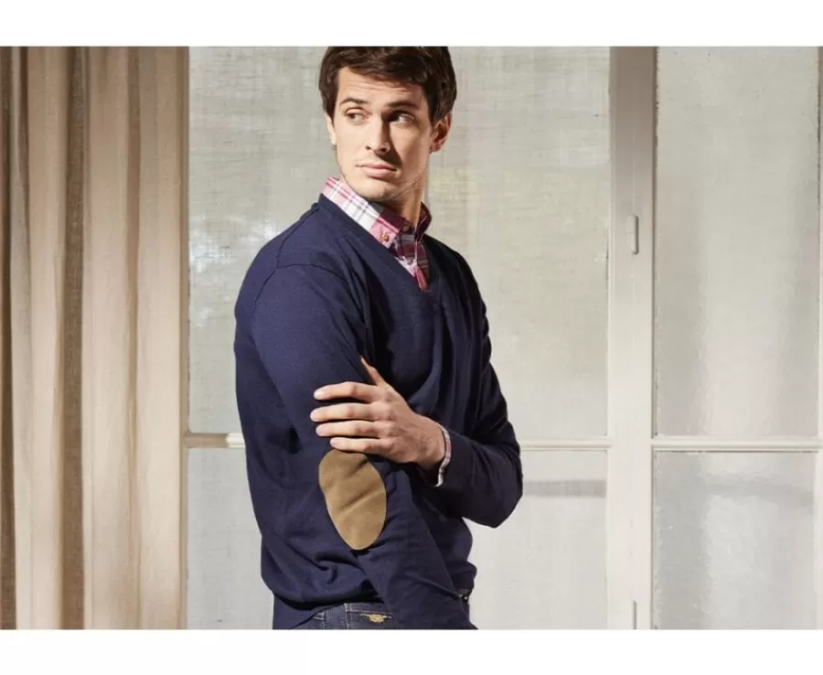 Store Jersey fino con cuello V algodón pima/cachemira para hombre Azul marino Vadim Jerséis De Cuello Pico | Jerséis Algodón Bio/cachemira