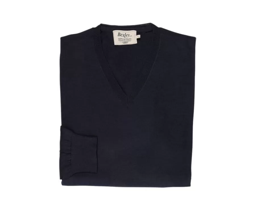 Store Jersey fino con cuello V algodón pima/cachemira para hombre Azul marino Vadim Jerséis De Cuello Pico | Jerséis Algodón Bio/cachemira