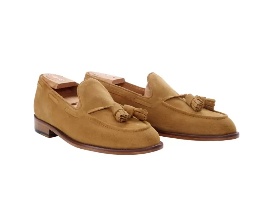 Fashion Mocasín de terciopelo Coñac para hombre Picadilly Zapatos De Boda | Mocasines