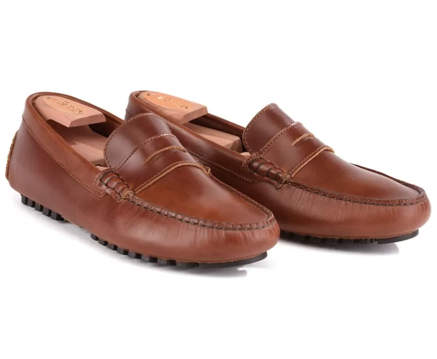 Hot Mocasín de verano para hombre en piel Dark Chestnut Ferguson Mocasines Y Drivers