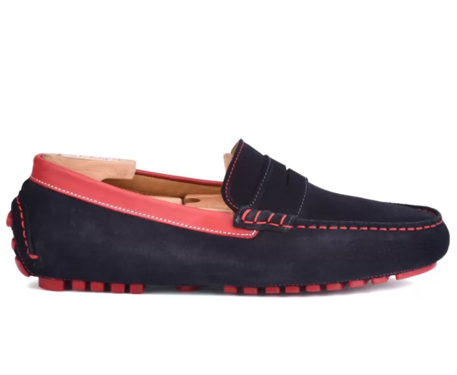 Online Mocasín de verano para hombre terciopelo Azul marino y piel Rojo Ferguson Mocasines Y Drivers