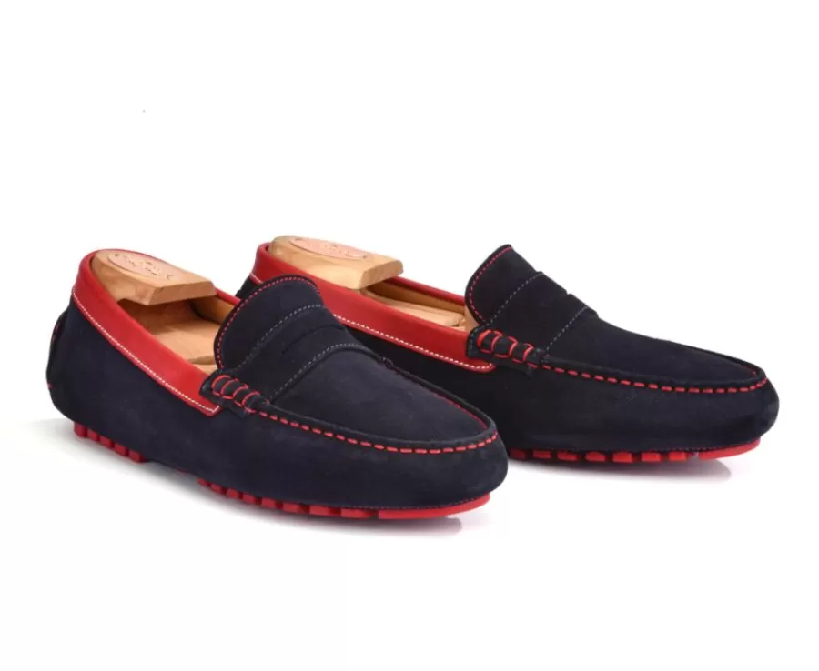Online Mocasín de verano para hombre terciopelo Azul marino y piel Rojo Ferguson Mocasines Y Drivers