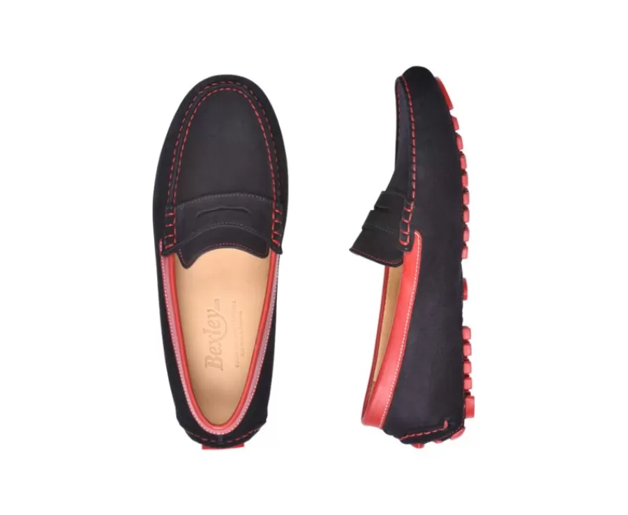 Online Mocasín de verano para hombre terciopelo Azul marino y piel Rojo Ferguson Mocasines Y Drivers