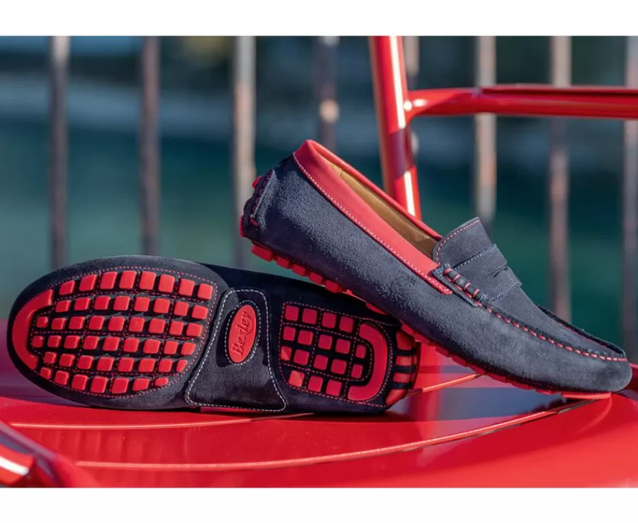 Online Mocasín de verano para hombre terciopelo Azul marino y piel Rojo Ferguson Mocasines Y Drivers