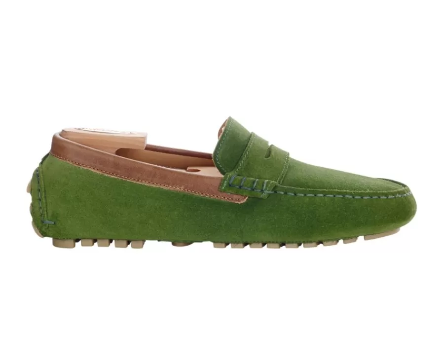 Online Mocasín de verano para hombre Terciopelo Verde & Castaño Ferguson Mocasines Y Drivers