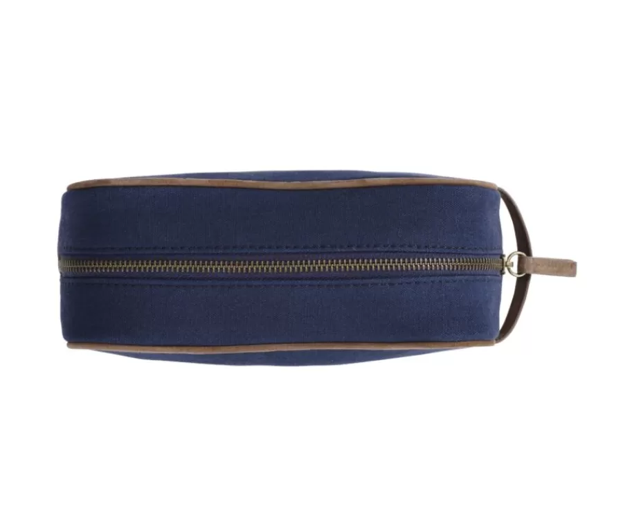 Store Neceser de lona azul marino y terciopelo de cabra tabaco Maletínes, Bolsos Y Guantes