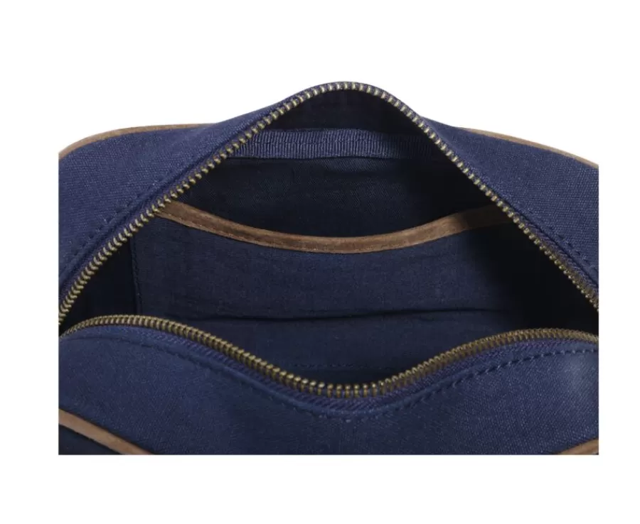 Store Neceser de lona azul marino y terciopelo de cabra tabaco Maletínes, Bolsos Y Guantes