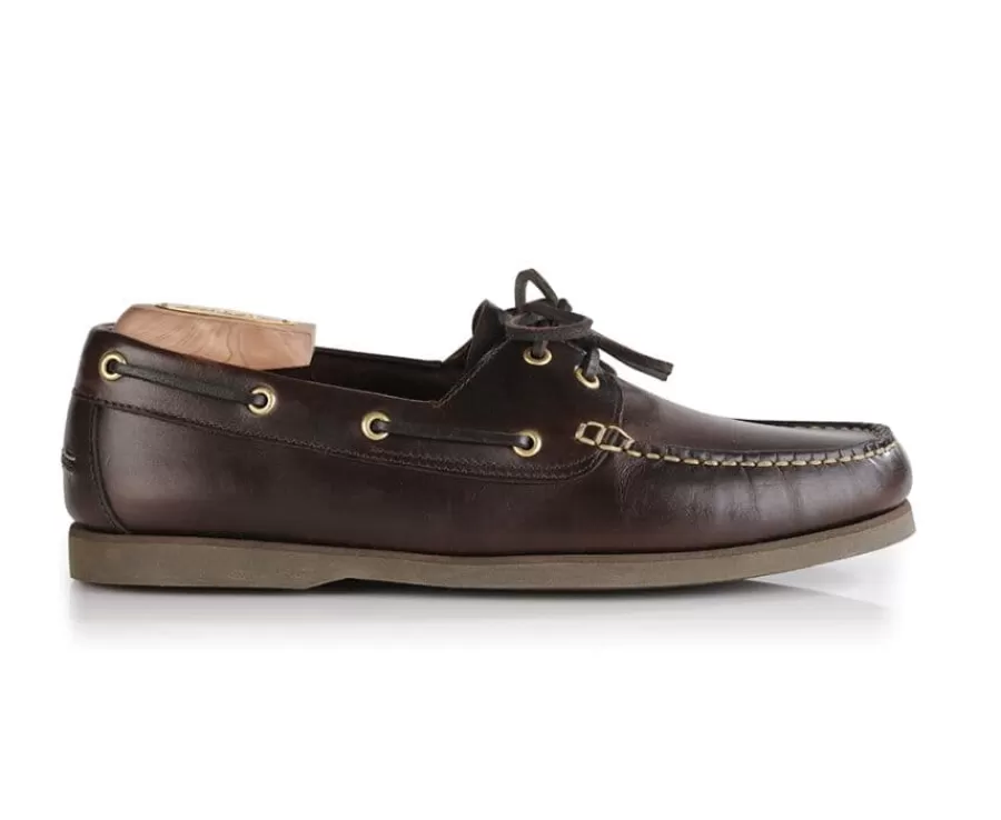 Fashion Náuticos de cuero Marrón oscuro para hombre Trawler Náuticos