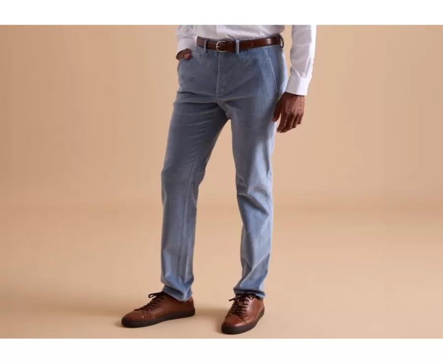 Clearance Pantalón chino de pana Azul grisáceo para hombre Norman Pantalones Ajustados