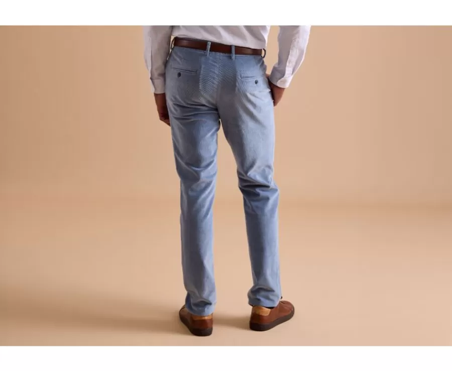 Clearance Pantalón chino de pana Azul grisáceo para hombre Norman Pantalones Ajustados
