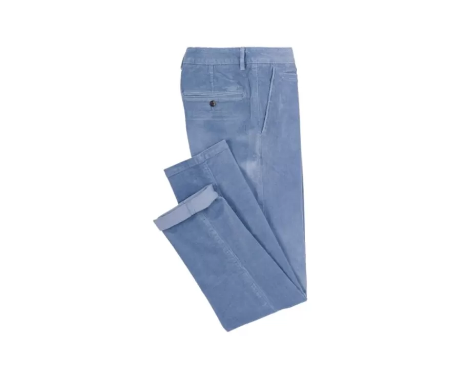 Clearance Pantalón chino de pana Azul grisáceo para hombre Norman Pantalones Ajustados