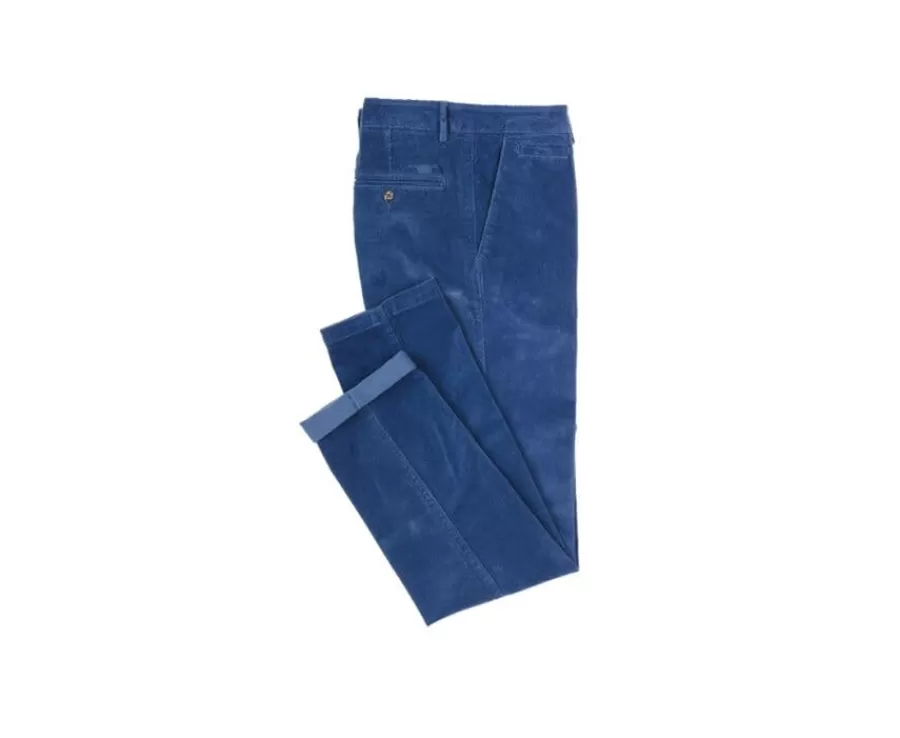 Outlet Pantalón chino de pana Azul Vaquero para hombre Norman Pantalones Ajustados