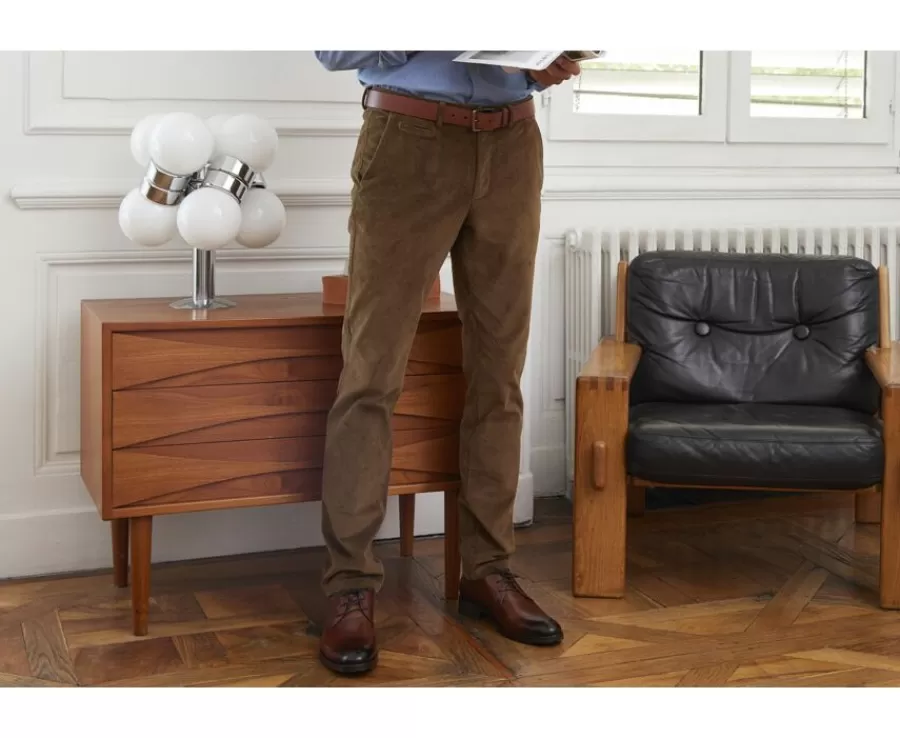 Best Pantalón chino de pana Caqui claro para hombre Norman Pantalones Ajustados