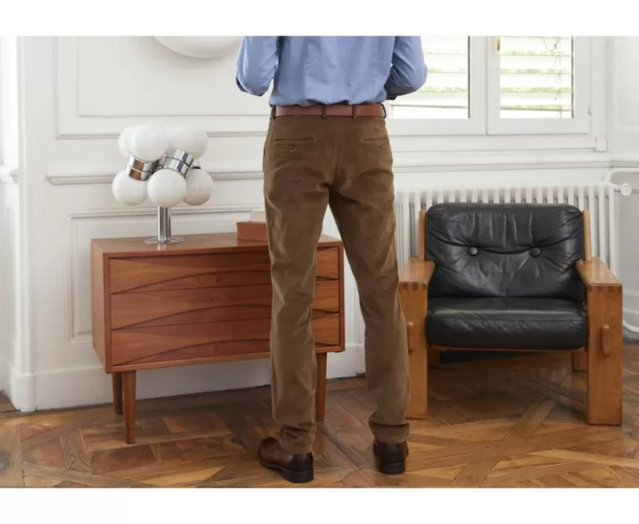 Best Pantalón chino de pana Caqui claro para hombre Norman Pantalones Ajustados