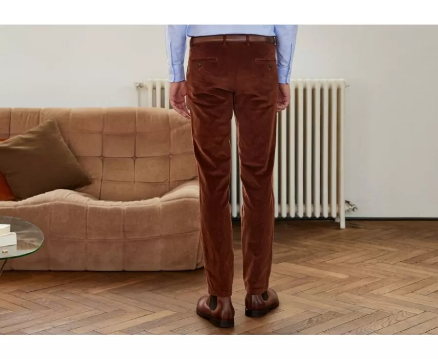 Outlet Pantalón chino de pana Caramelo Oscuro para hombre Norman Pantalones Ajustados