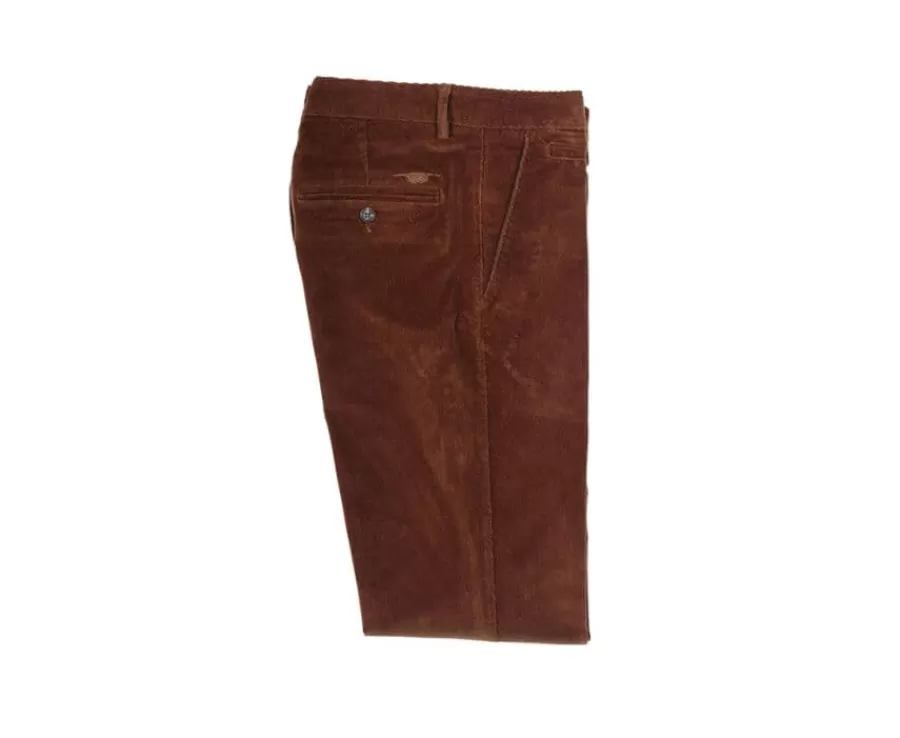 Outlet Pantalón chino de pana Caramelo Oscuro para hombre Norman Pantalones Ajustados