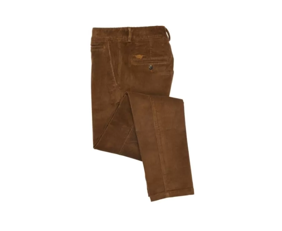 Flash Sale Pantalón chino de pana para hombre Camel oscuro Norman Pantalones Ajustados