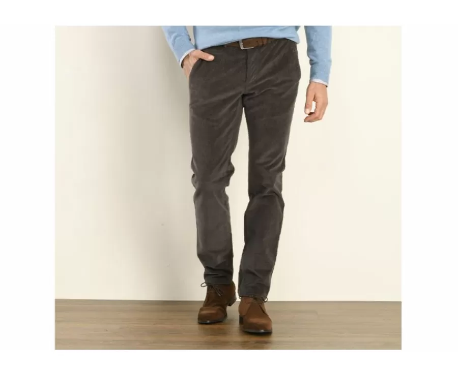 Flash Sale Pantalón chino de pana para hombre Gris topo Norman Pantalones Ajustados