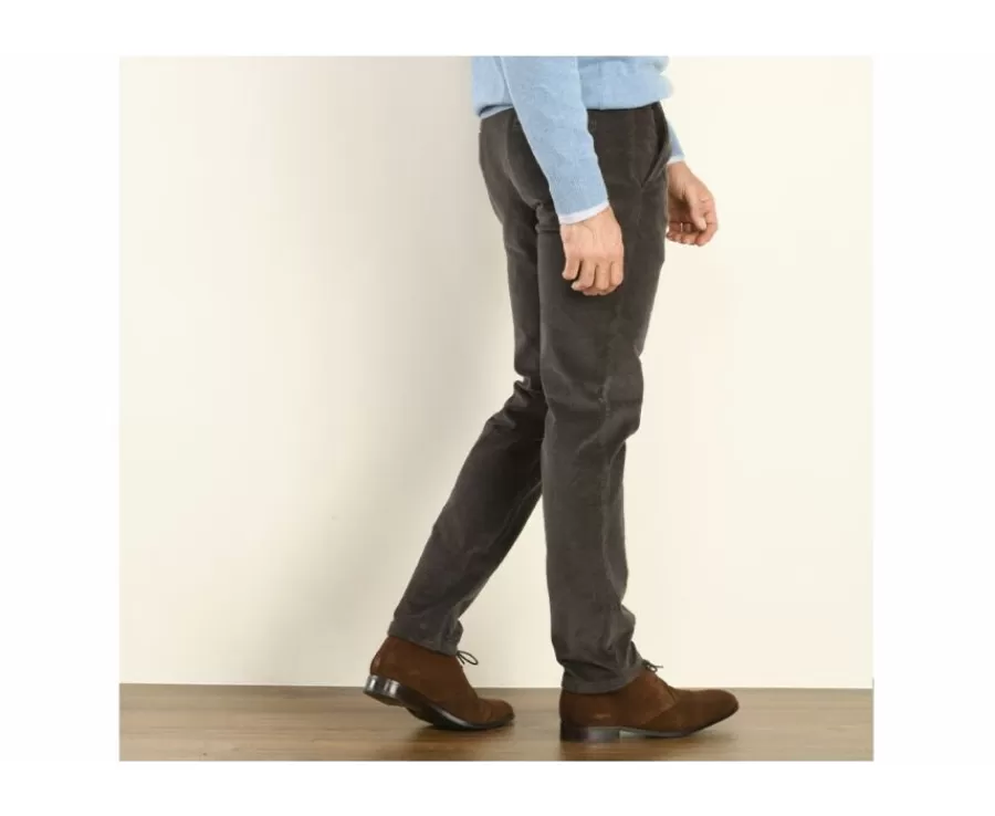 Flash Sale Pantalón chino de pana para hombre Gris topo Norman Pantalones Ajustados