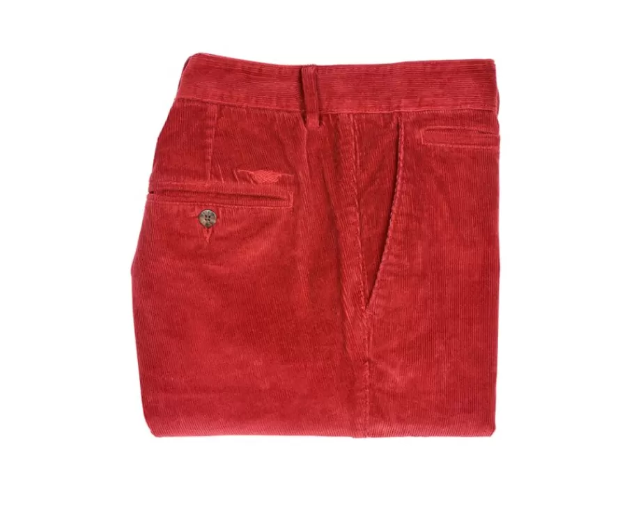 Clearance Pantalón chino de pana para hombre Rojo granate Norman Pantalones Ajustados