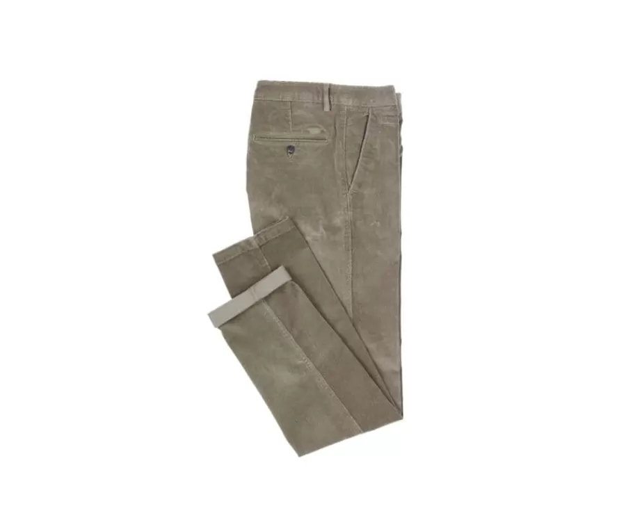 Outlet Pantalón chino de pana Verde Salvia para hombre Norman Pantalones Ajustados