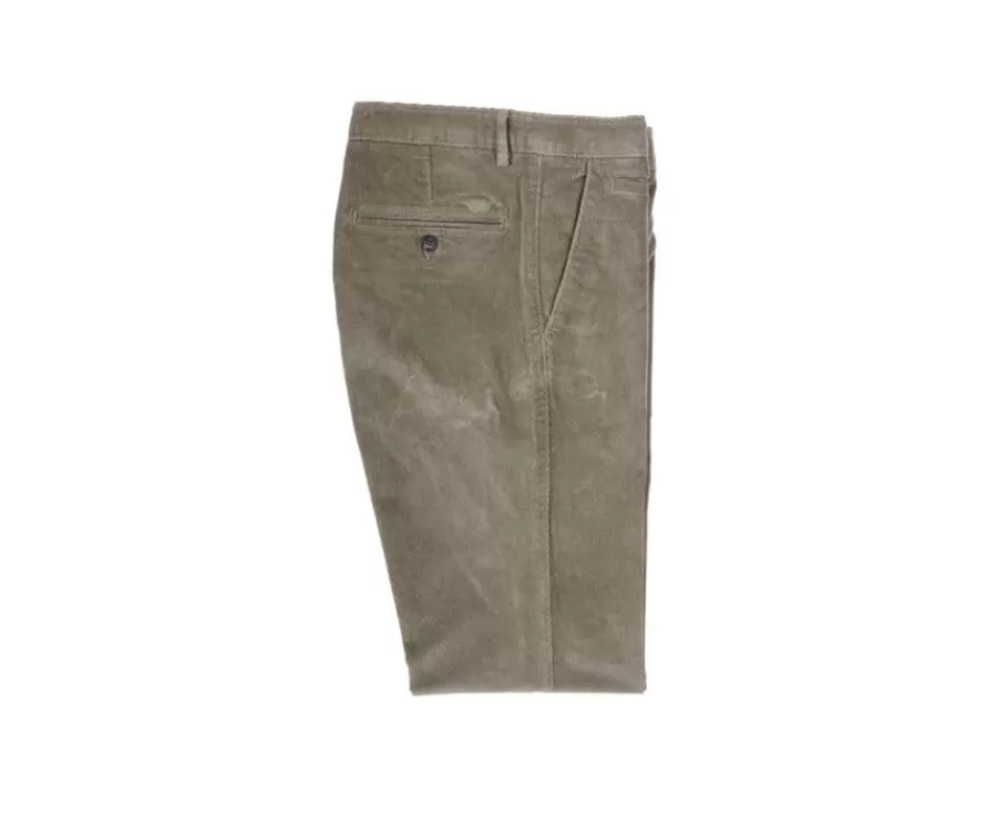 Outlet Pantalón chino de pana Verde Salvia para hombre Norman Pantalones Ajustados