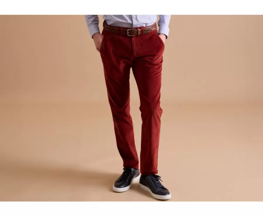 Discount Pantalón chino de terciopelo Terracota Kinsley Pantalones Ajustados