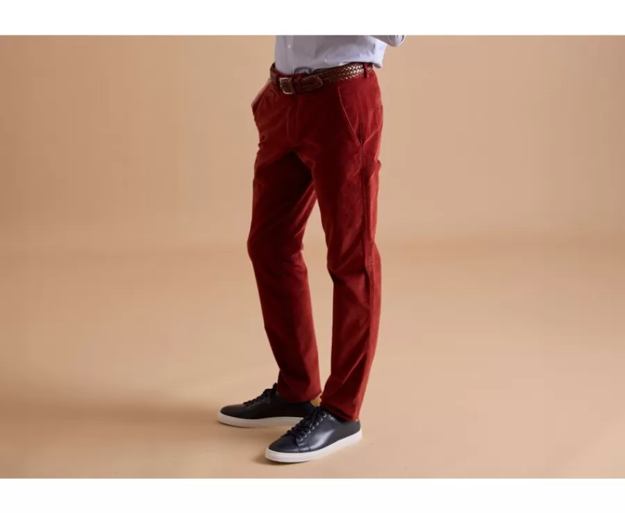 Discount Pantalón chino de terciopelo Terracota Kinsley Pantalones Ajustados