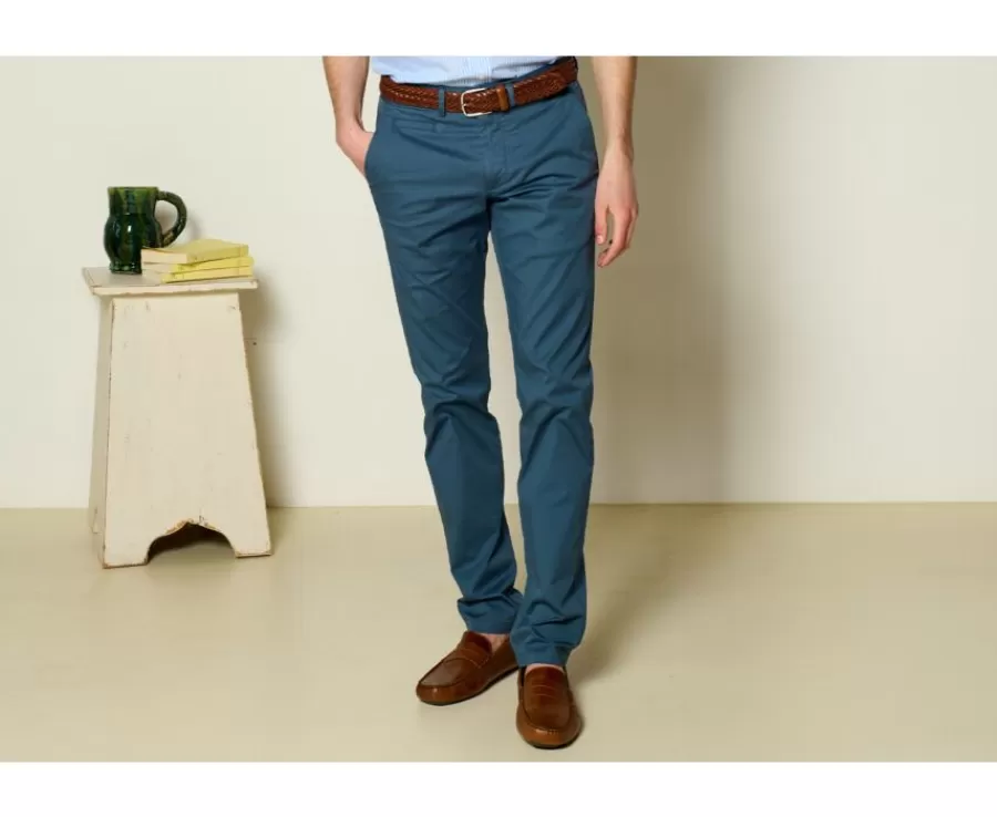 Online Pantalón chino hombre Azul grisáceo Kallen Pantalones Ajustados