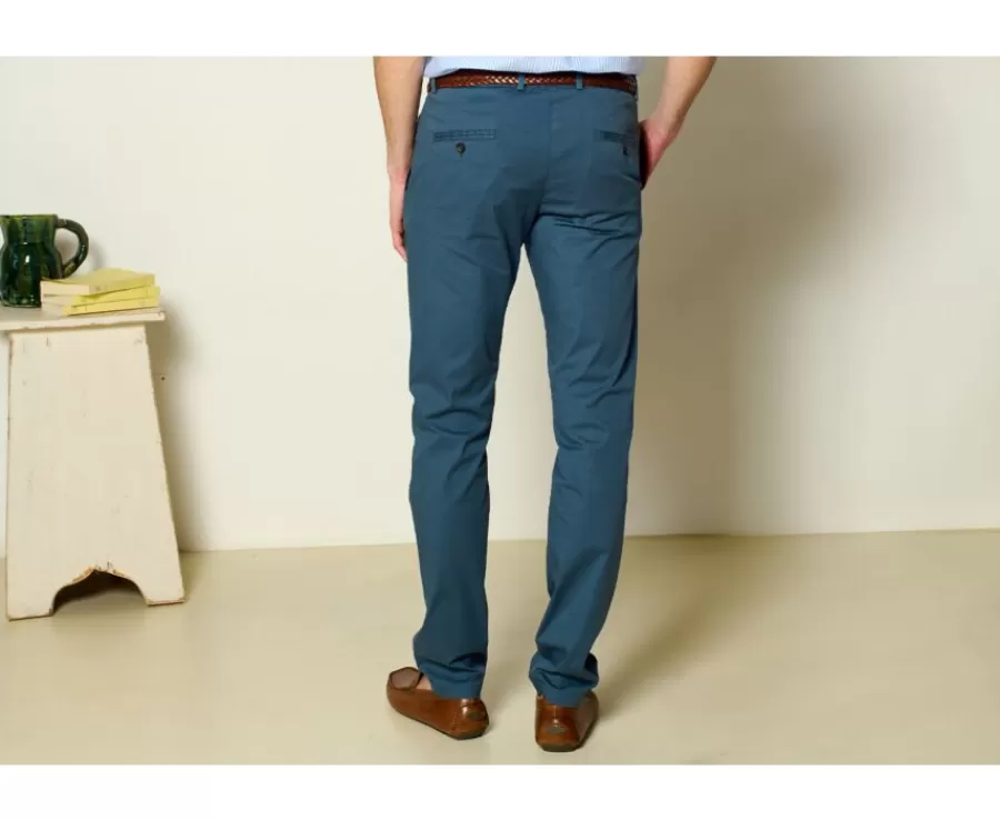 Online Pantalón chino hombre Azul grisáceo Kallen Pantalones Ajustados