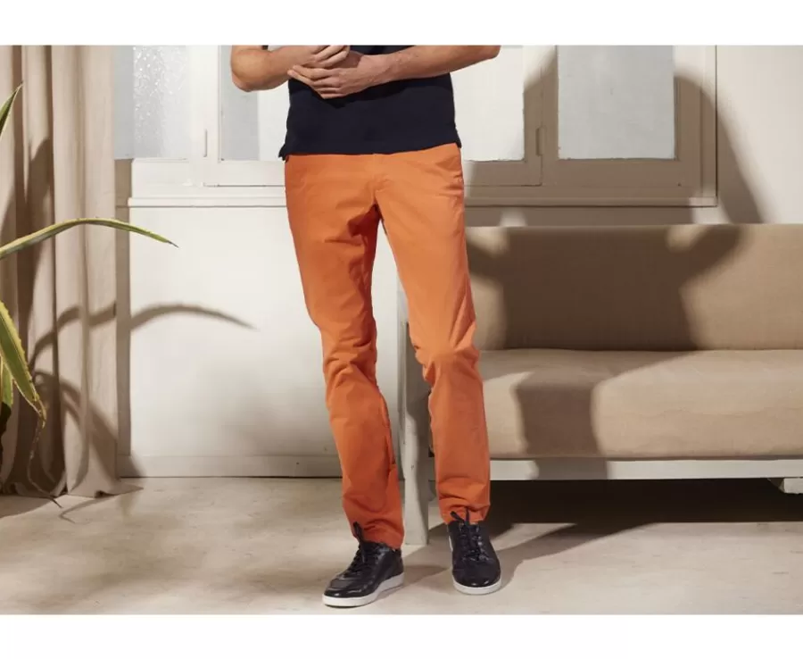 Discount Pantalón chino hombre Naranjo esmerilado Kyrk Pantalones Chino | Pantalones Ajustados