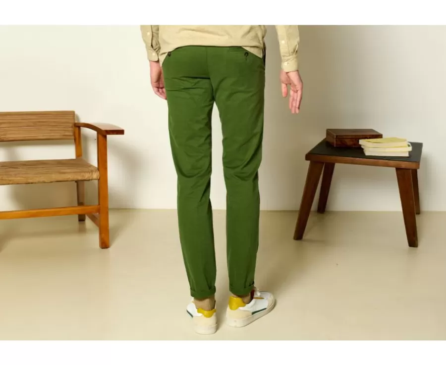 Clearance Pantalón chino hombre Verde bosque Kyrk Pantalones Ajustados | Pantalones Chino