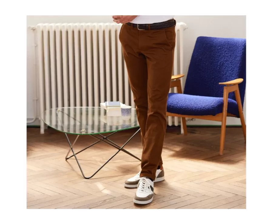 Sale Pantalón chino para hombre Caramelo Oscuro Nigel Ii Pantalones Ajustados | Pantalones Chino